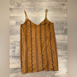 Honey Belle Mini Brown Suede Dress with Black Floral Accents Women’s Size M. NWT